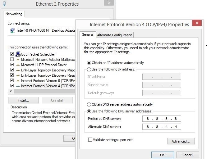 Windows 8: conexión LAN y propiedades IPv4