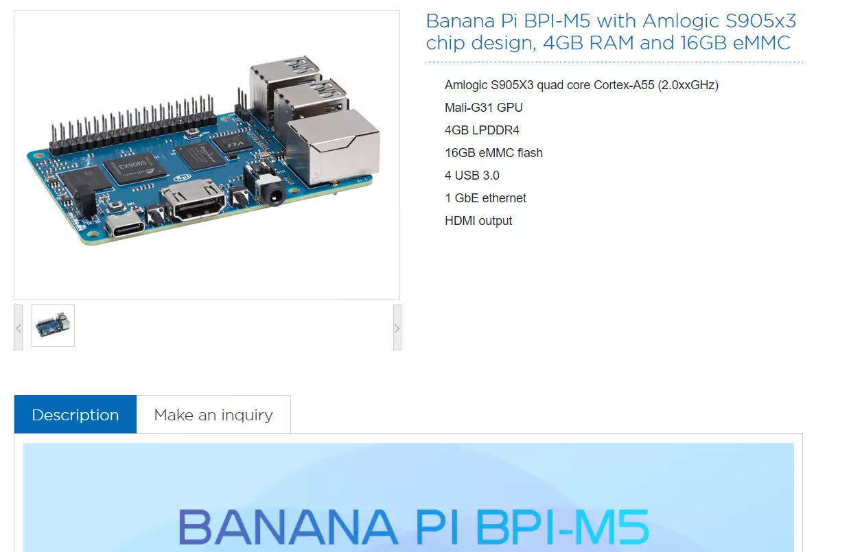 Captura de pantalla de Banana Pi M5