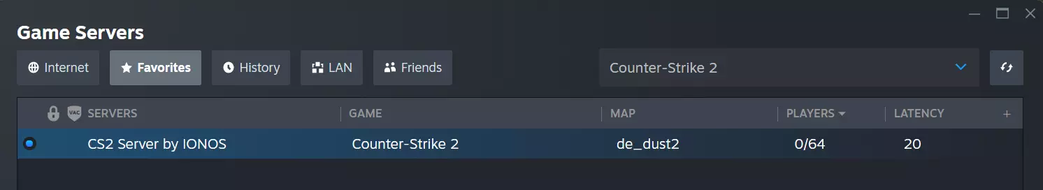 Navegador del servidor CS2: Favoritos