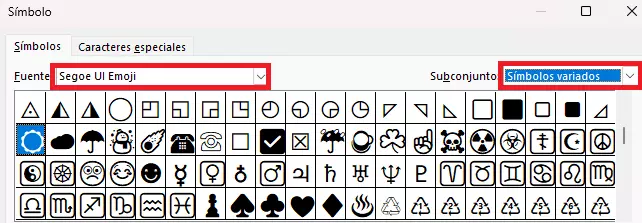 Outlook: símbolos disponibles para la fuente “Segoe UI Emoji”