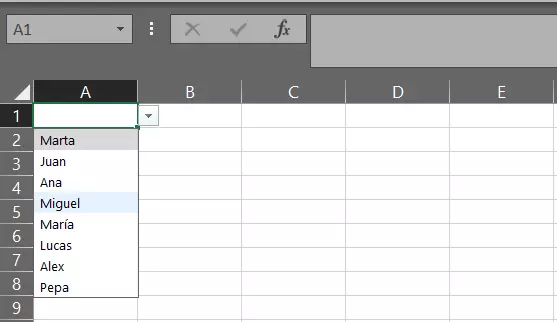 Lista desplegable de Excel