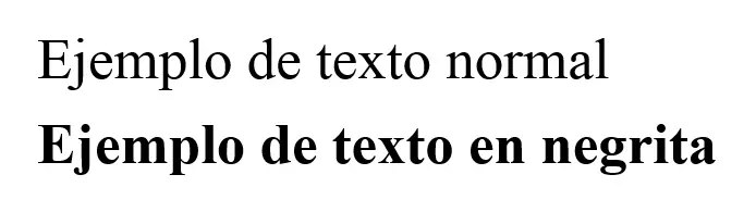 Ejemplos de fuente normal y en negrita