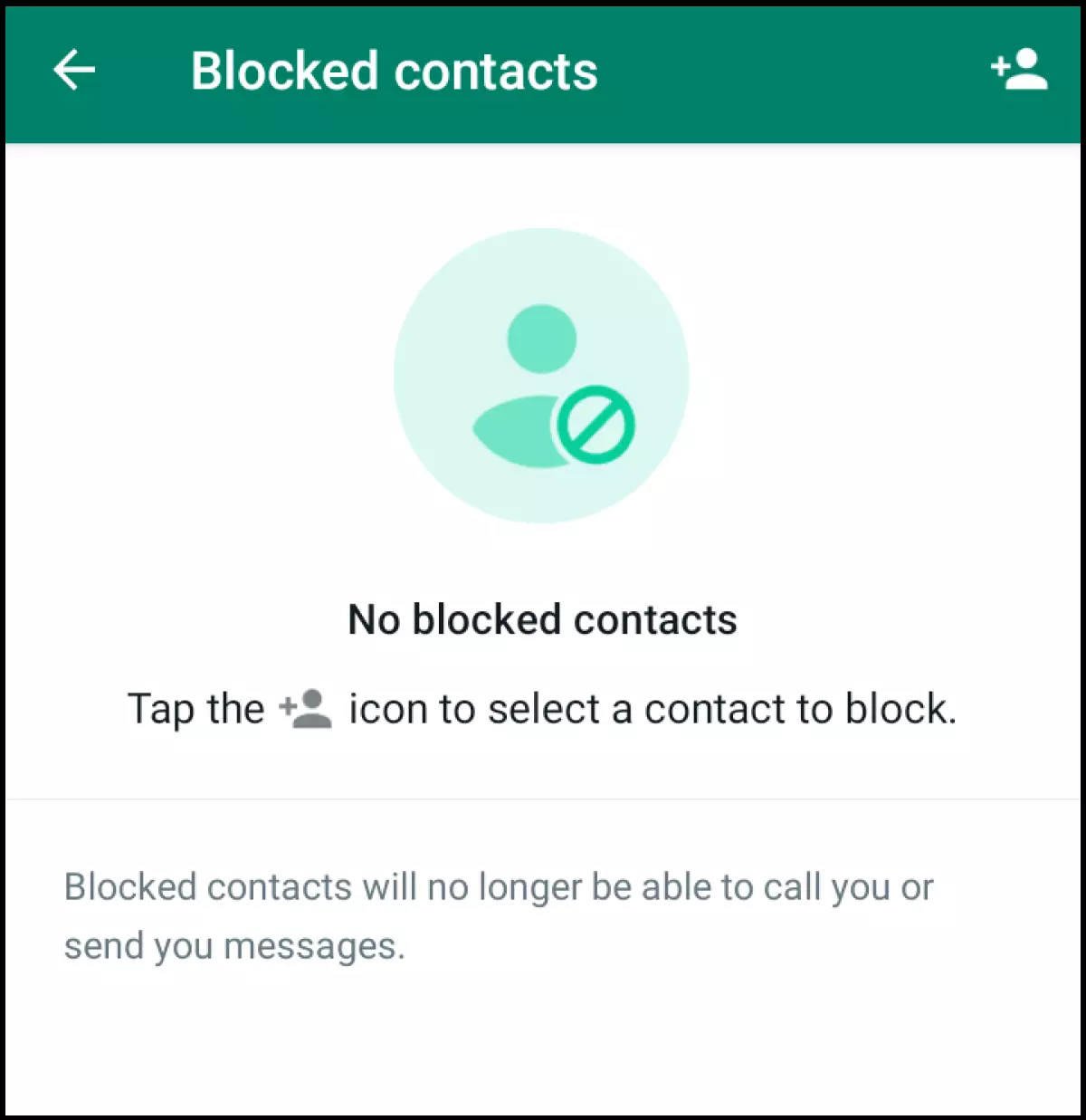 Menú de WhatsApp Contactos bloqueados