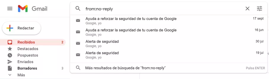 Búsqueda de Gmail mediante operadores de búsqueda