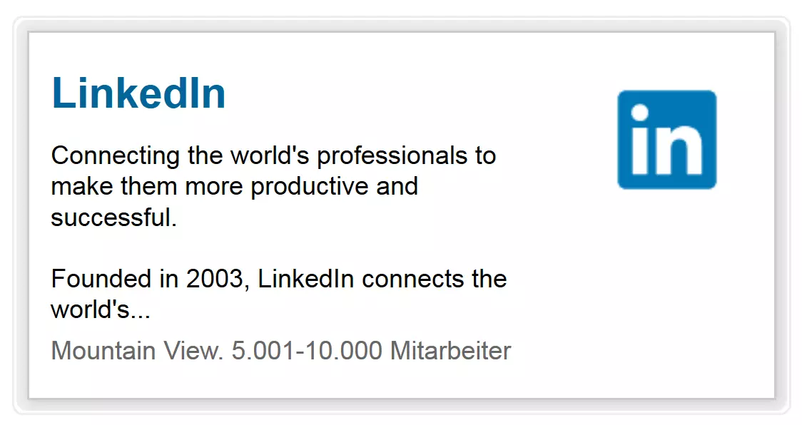 Widget Company Profile de LinkedIn