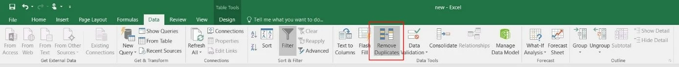 Menú “Datos” en Excel 2016