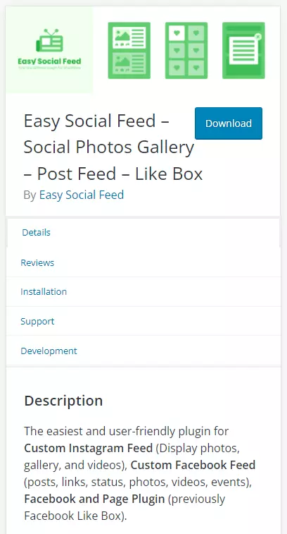 Facebook plugin “Easy Social Feed” en wordpress.org