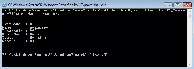 Resultado de Get-WmiObject -ComputerName -Class Win32_Service -Filter "Name='wuauserv'"