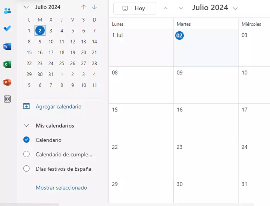 OWA: Agregar calendario