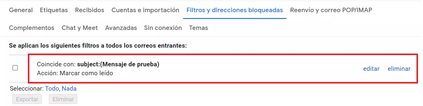 Editar y eliminar reglas de Gmail