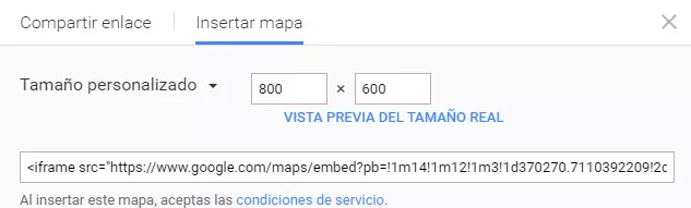 Código HTML para integrar el mapa personalizado en una web