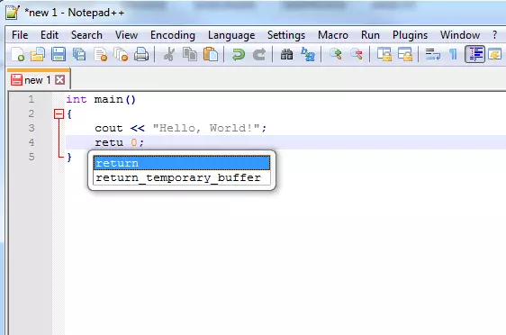 Screenshot del editor de texto Notepad++