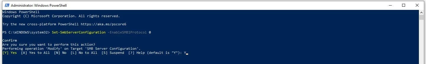 PowerShell: desactivar SMBv1