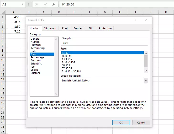 Menú para formatear celdas en Excel