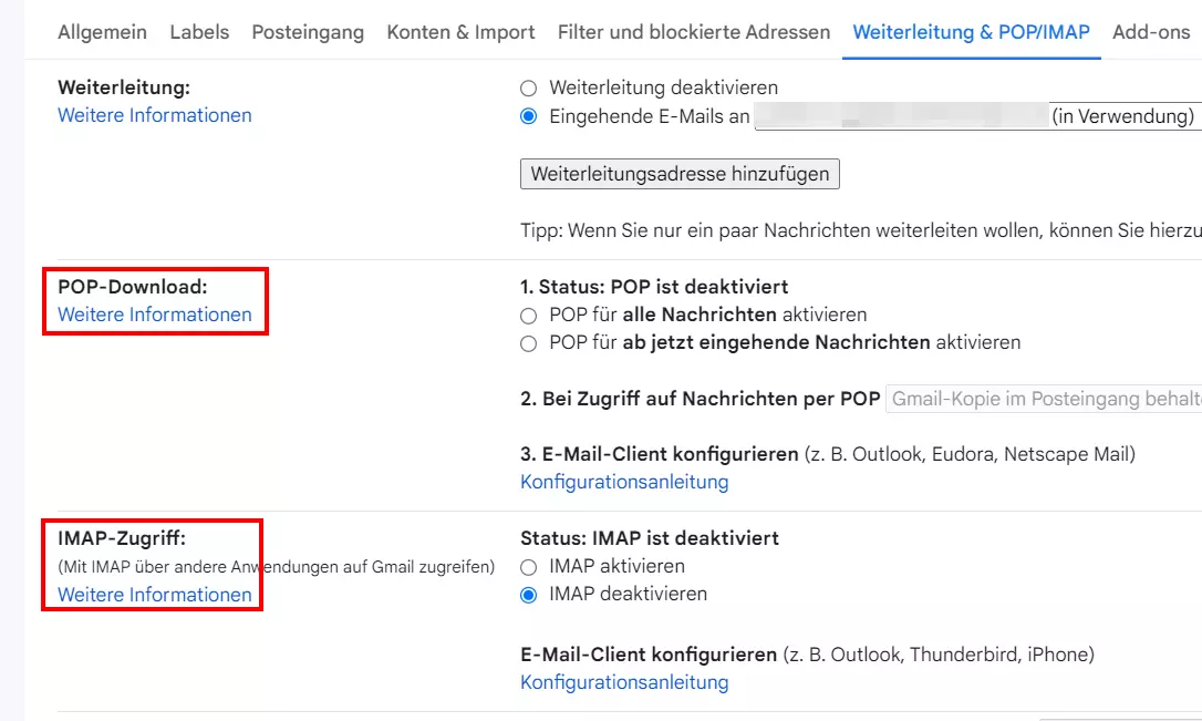 Configuración de Gmail para POP/IMAP/SMTP Auth