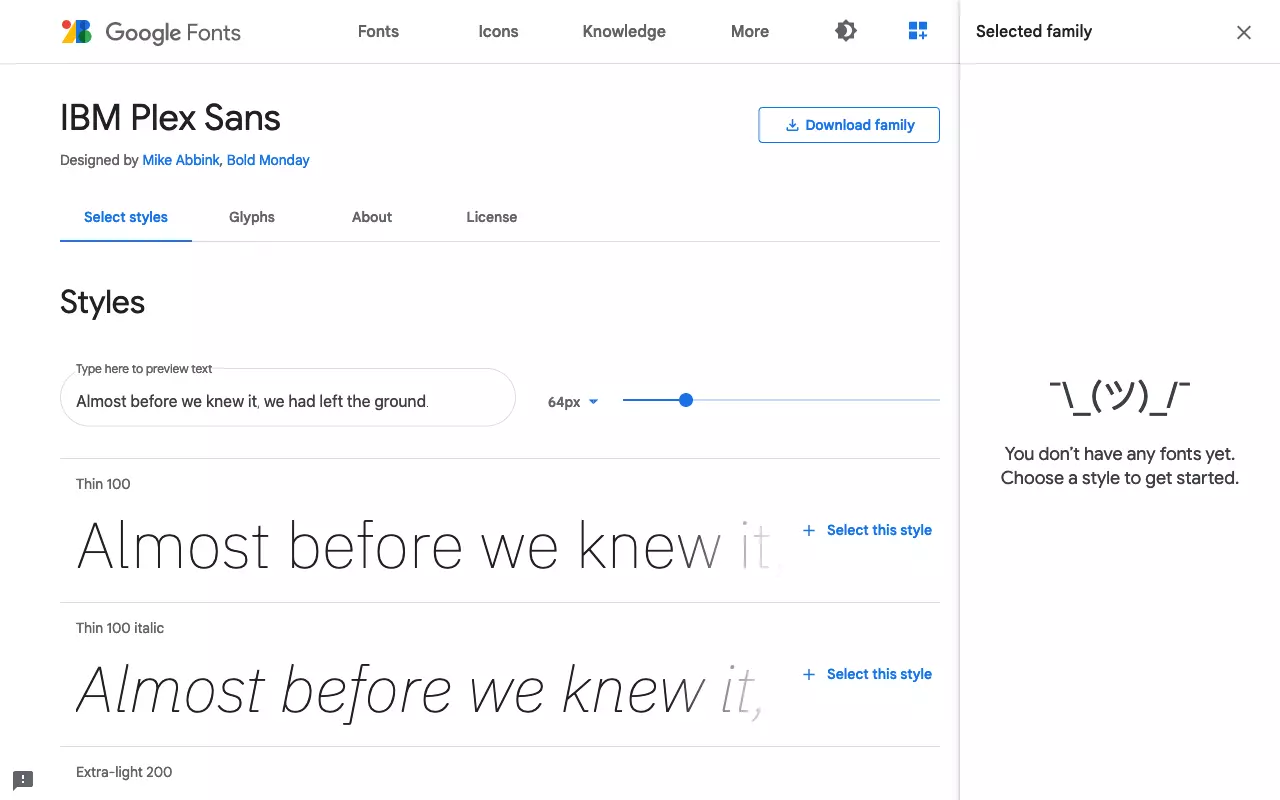 Seleccionar fuente en Google Fonts