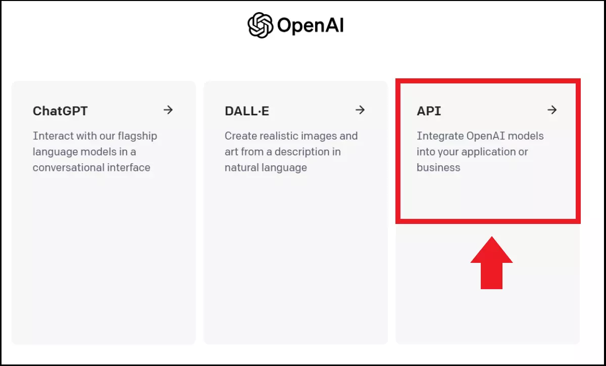 El menú API bajo las aplicaciones OpenAI