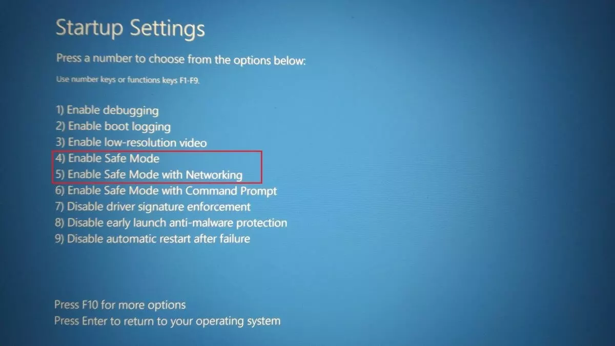 Captura de pantalla de Windows 10 UEFI: menú Configuración de inicio