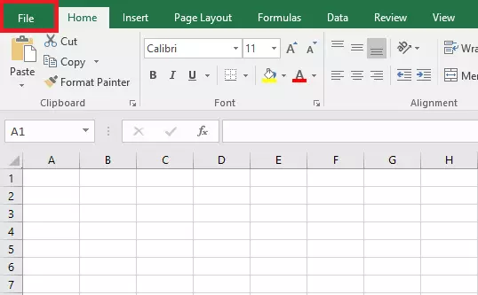 Imagen del menú “Archivo” de MS Excel