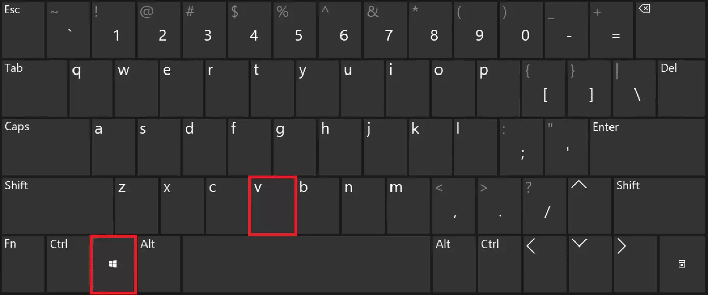 Teclado: acceso rápido [Windows] + [V]