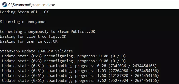 SteamCMD: instalación del servidor de Frozen Flame