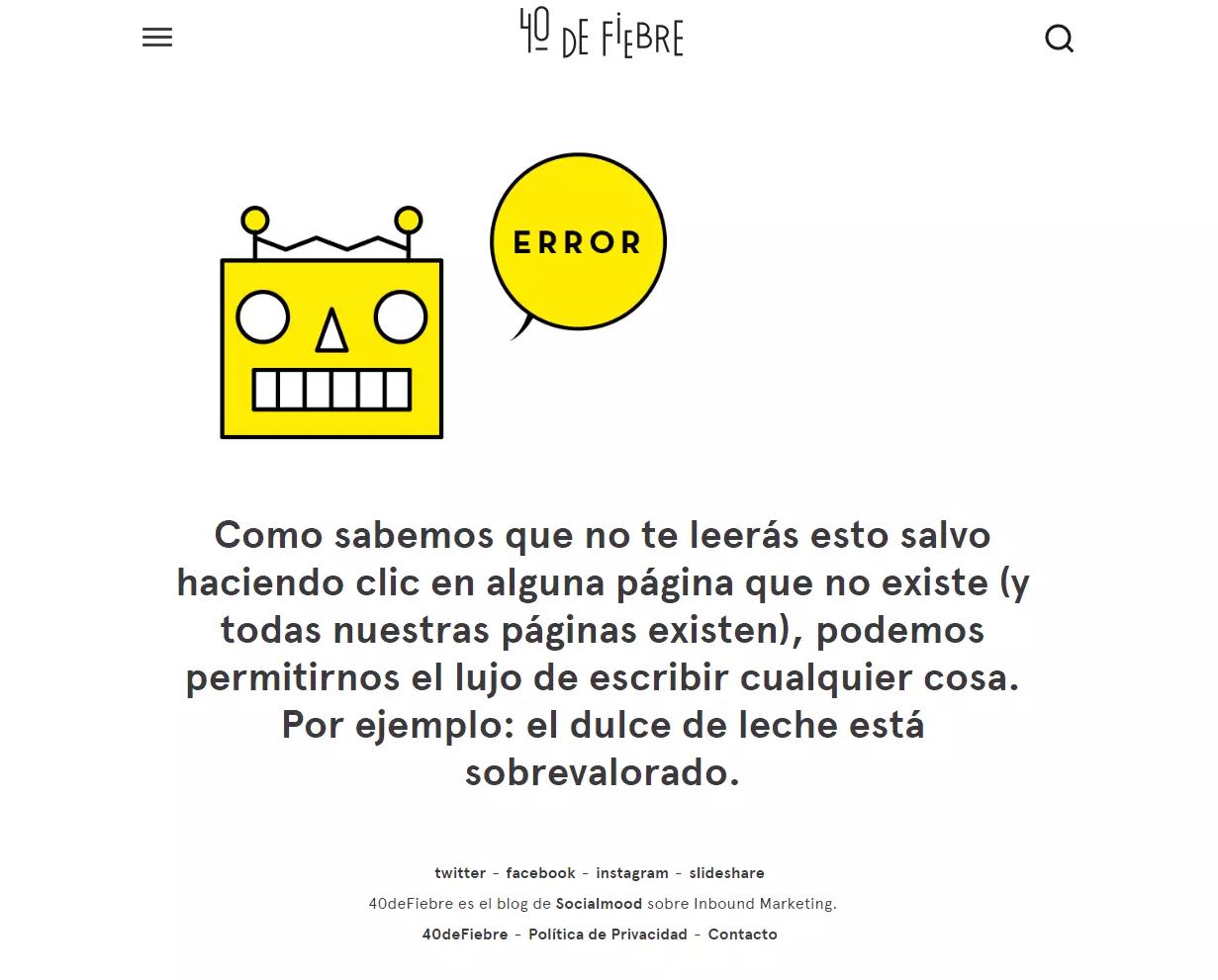 Página de error de 40defiebre