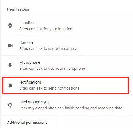 Captura de pantalla de la configuración de “Notificaciones” en Chrome