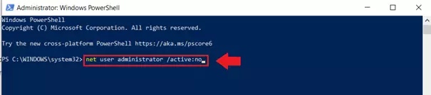 Introduce el comando “net user administrator /active:no” para desactivar el administrador