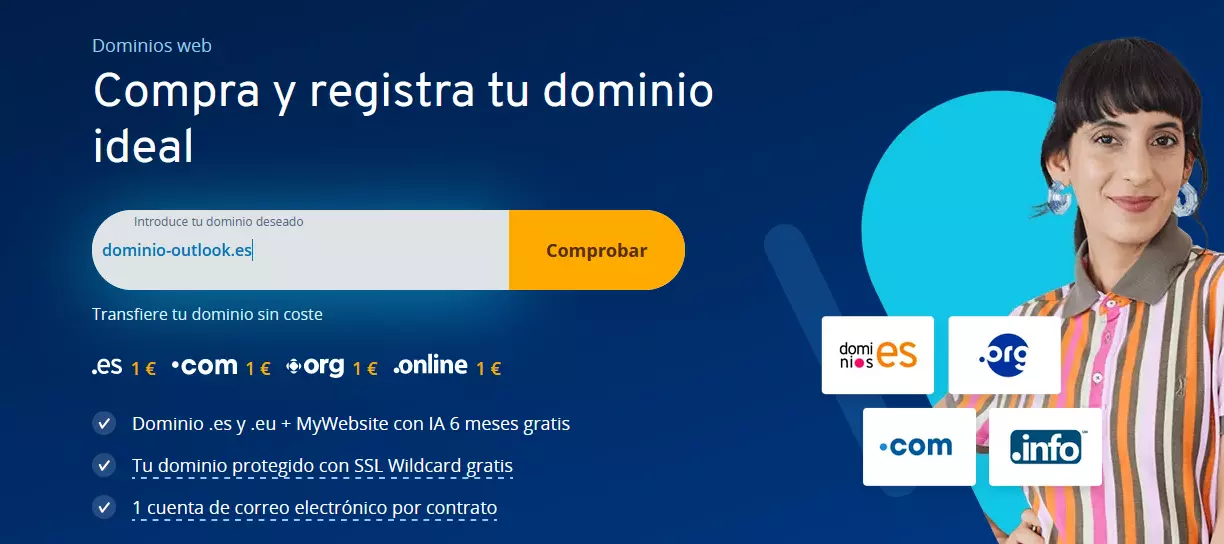 Comprobación del dominio con IONOS: ejemplo de dominio Outlook