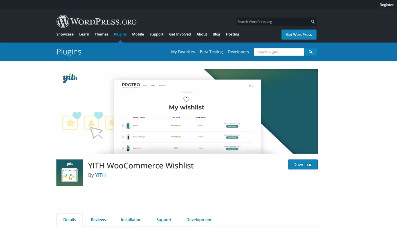 YITH WooCommerce Wishlist en WordPress.org