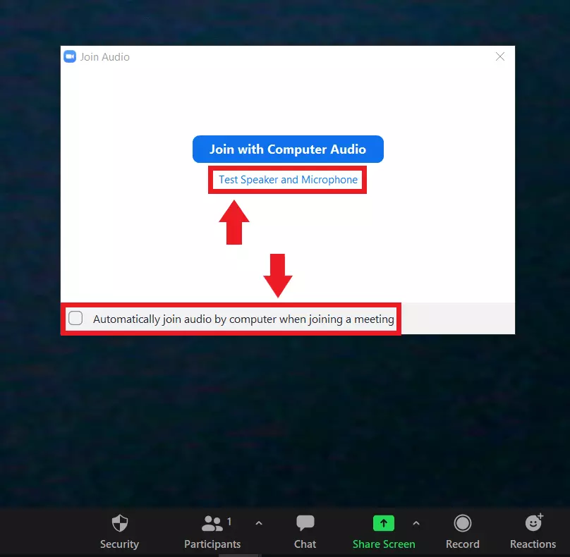 Si la conexión automática de audio del ordenador está desactivada, Zoom pedirá acceso a los dispositivos de audio