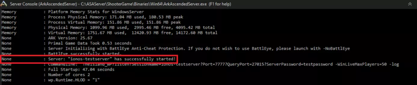 Inicio del servidor de ARK: Survival Ascended mediante script de shell
