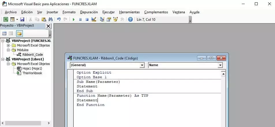 Excel VBA: estructura básica.