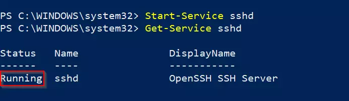 Servicio de servidor SSH PowerShell