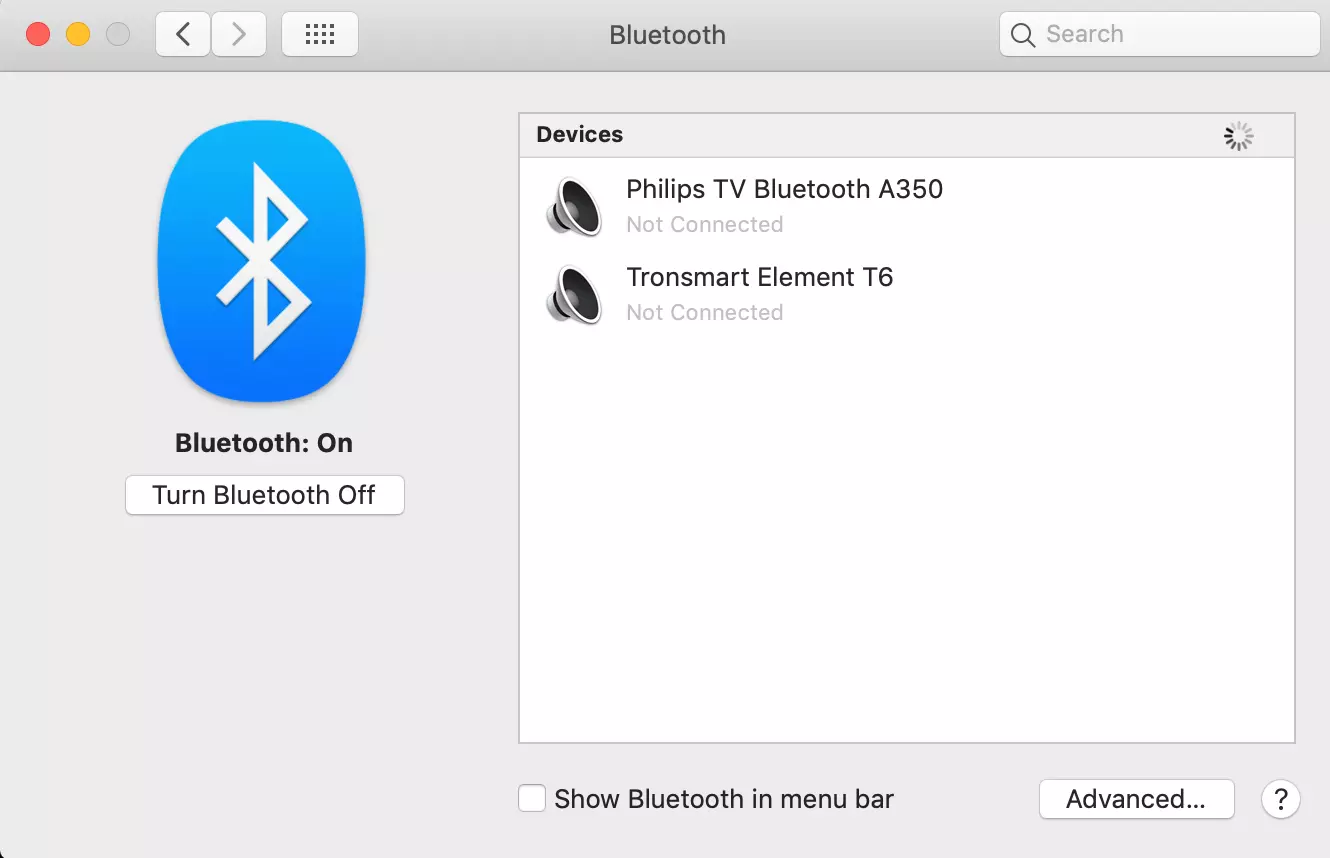 Visualización de dispositivos de Bluetooth