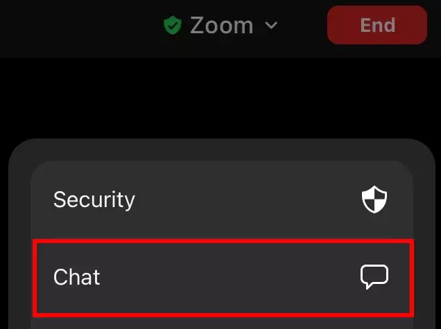 Función de chat en la aplicación de móvil de Zoom