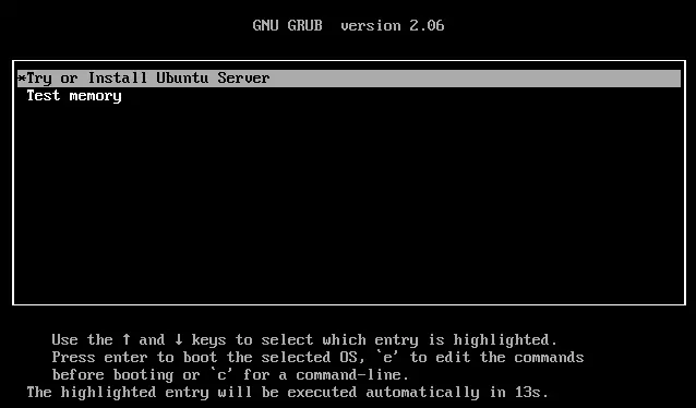 Ventana del bootloader GNU GRUB