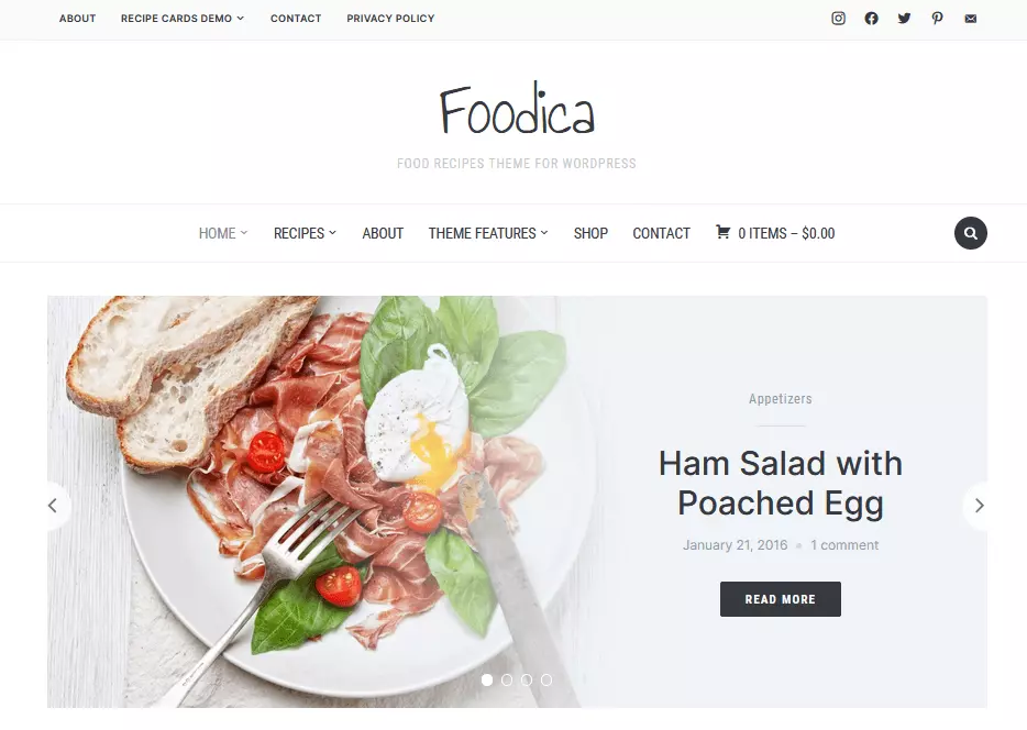 Plantilla Foodica de WordPress hecha por WPZOOM