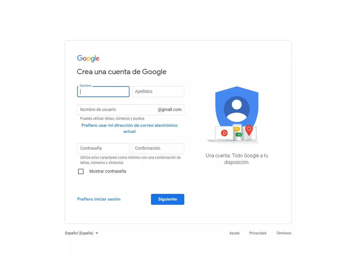 Registrarse en Google My Business: crear una cuenta de Google