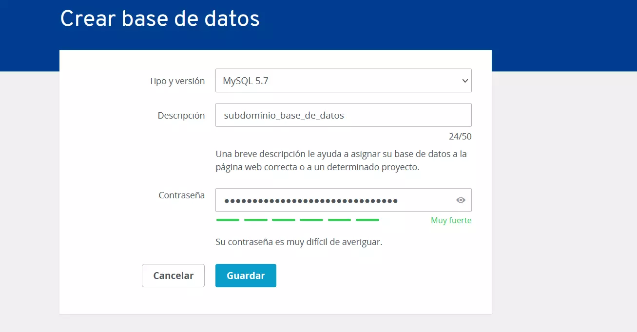 Crea una base de datos en el panel de IONOS Cloud