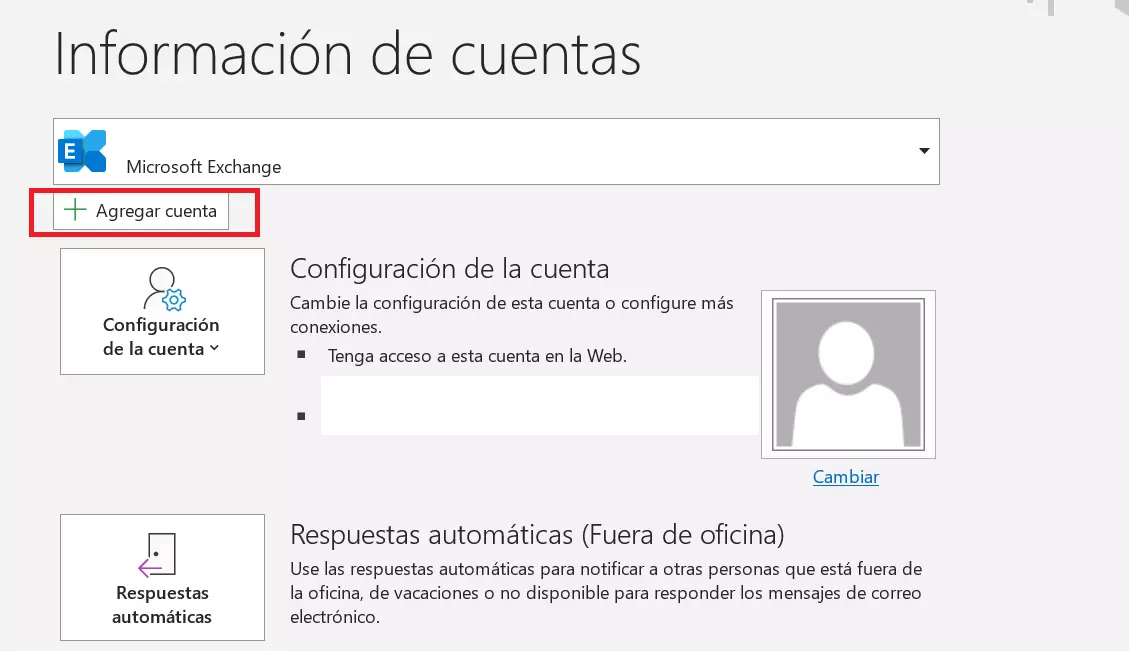 Outlook: botón “Añadir cuenta”