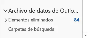 Archivo PST abierto en la vista de Outlook