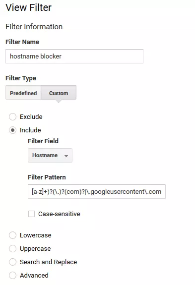 Ajuste de los filtros en Google Analytics