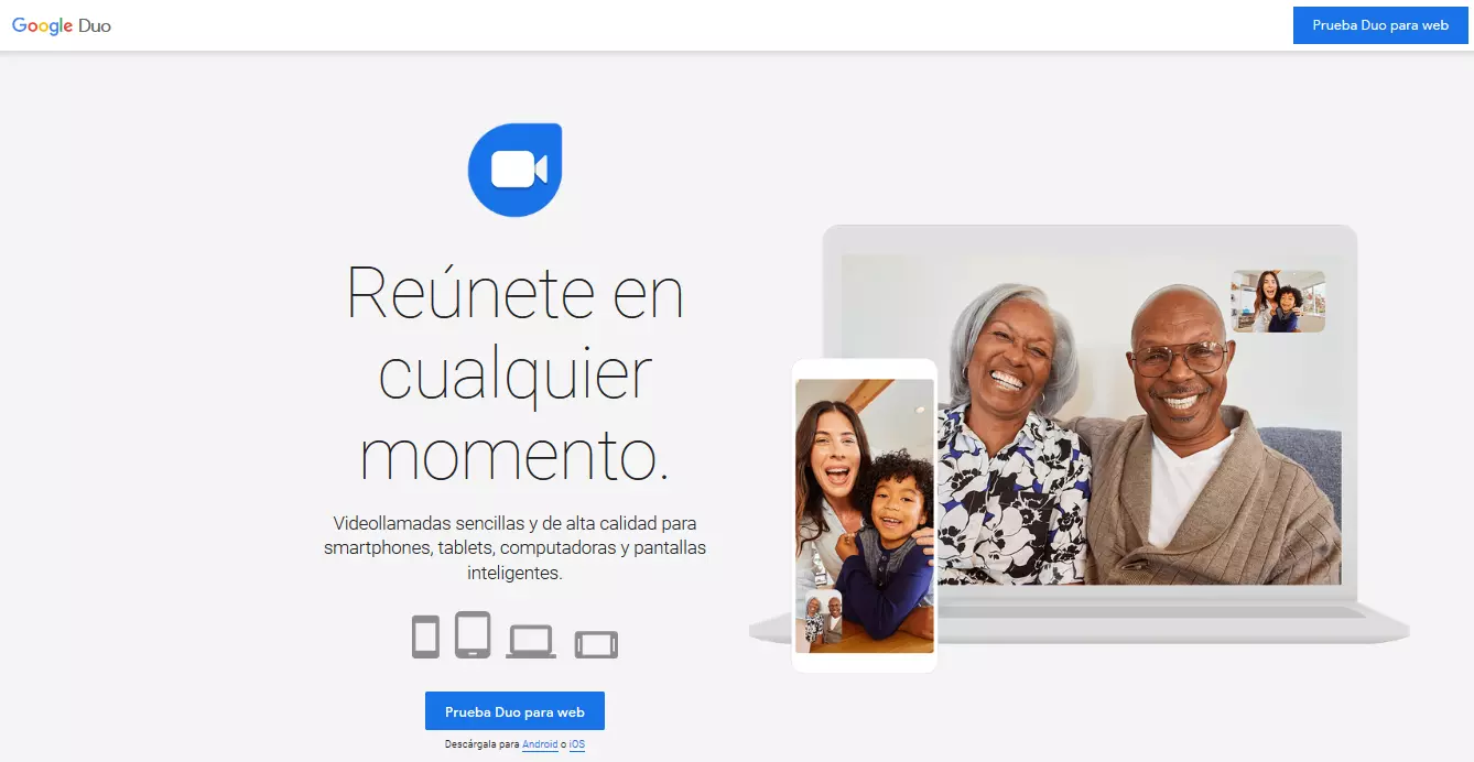 Página principal de Google Duo