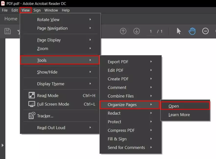 Adobe Acrobat Reader: Herramientas > Organizar páginas