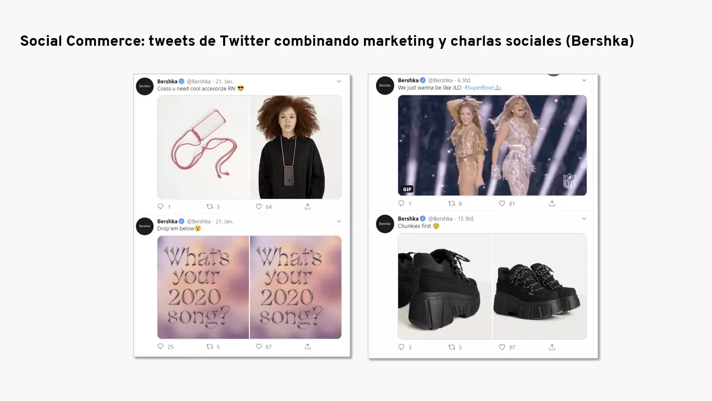 Ejemplo de social commerce en el Twitter de Bershka