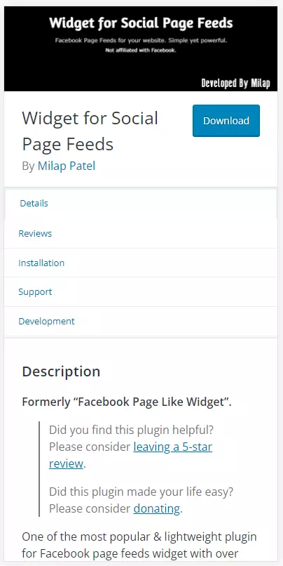 “Widget for Social Page Feeds” en wordpress.org