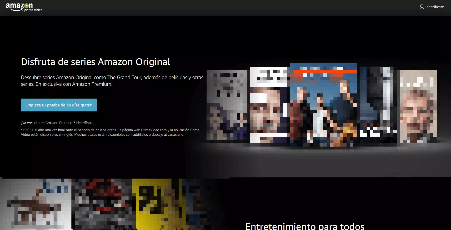 Página de inicio de Amazon Prime Video en español