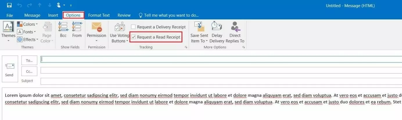 Ventana de mensajes en Outlook 2016