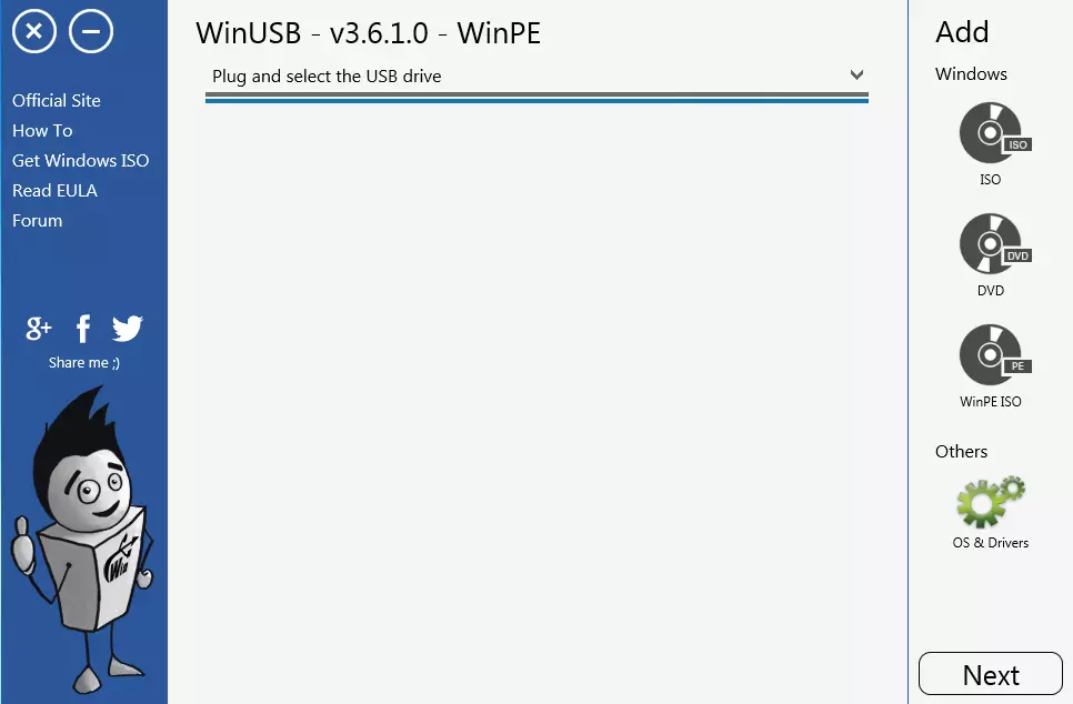 Interfaz de usuario en WinUSB